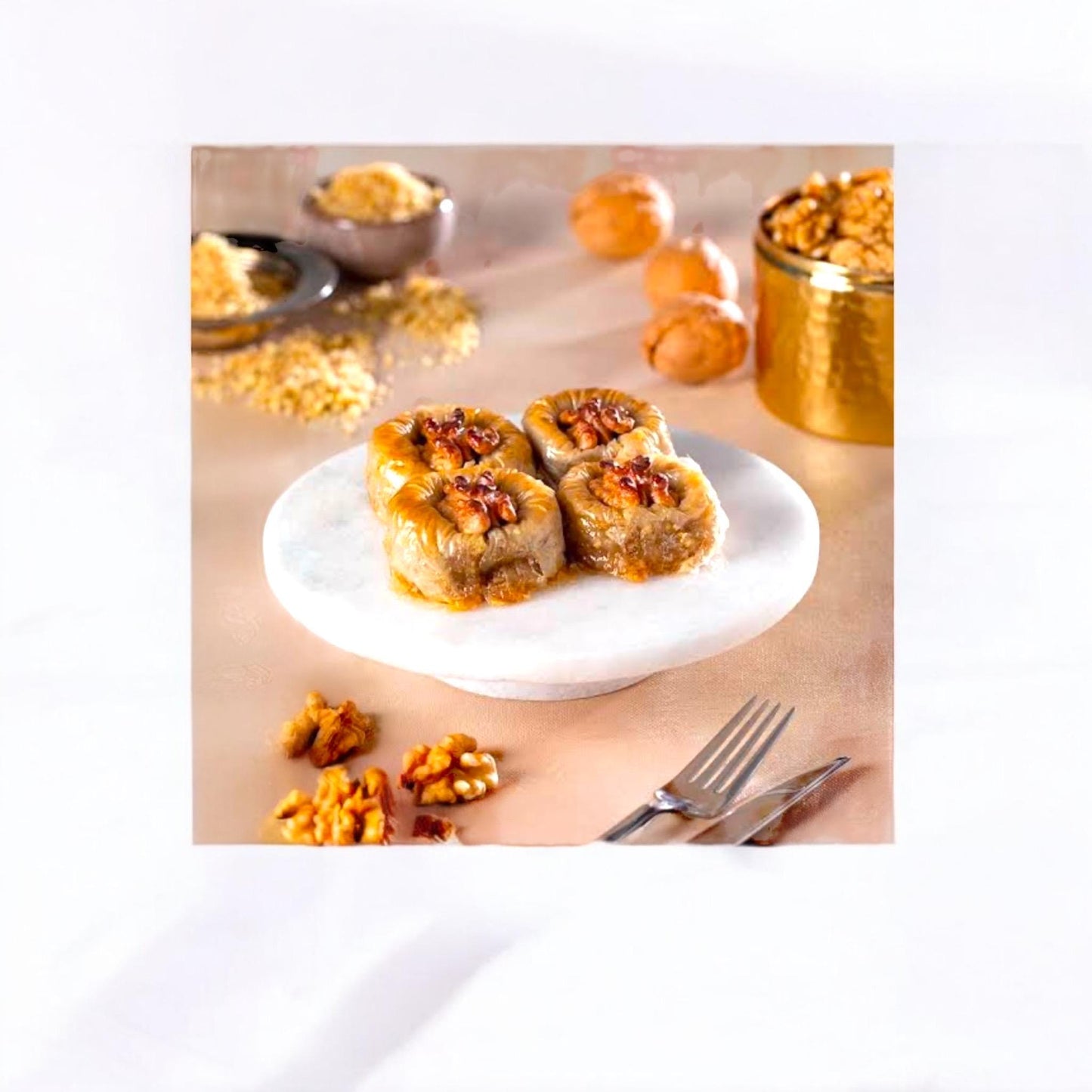 Baklava With Walnut, Turkish Baklava, Homemade Baklava, Traditional Baklava, Turkish Dessert, Natural Walnut Baklava, Baklava Gift Tin Box