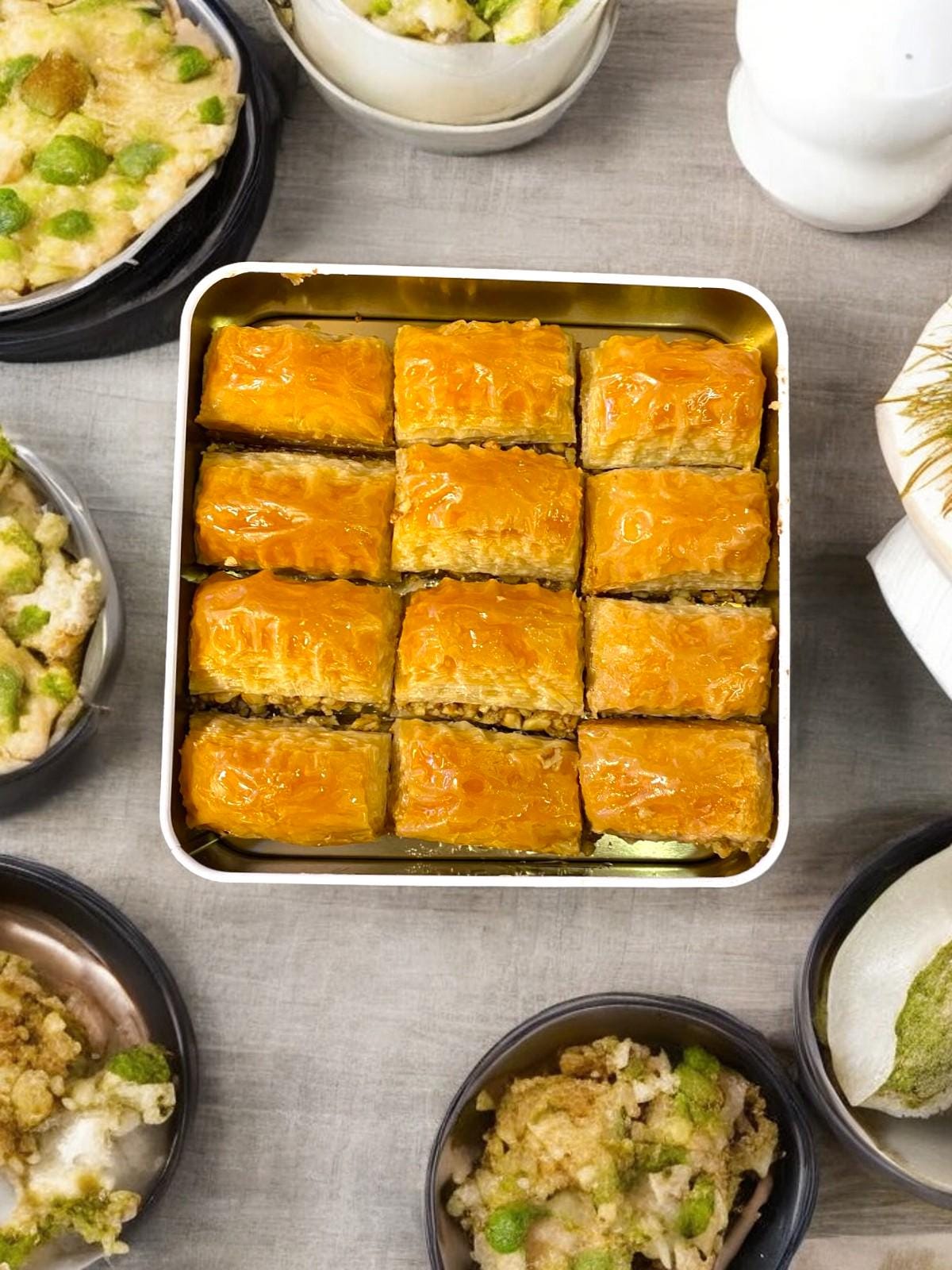 Trend Baklava Premium Walnut Baklava Tin Box, Handmade Turkish Dessert, Layered & Rich in Flavor, Authentic Middle Eastern Sweet Gift Box