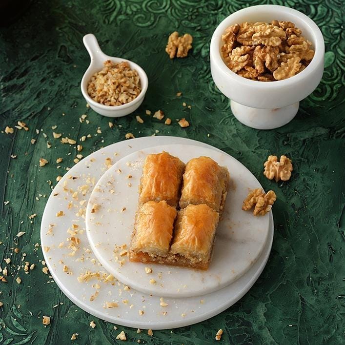Trend Baklava Premium Walnut Baklava Tin Box, Handmade Turkish Dessert, Layered & Rich in Flavor, Authentic Middle Eastern Sweet Gift Box