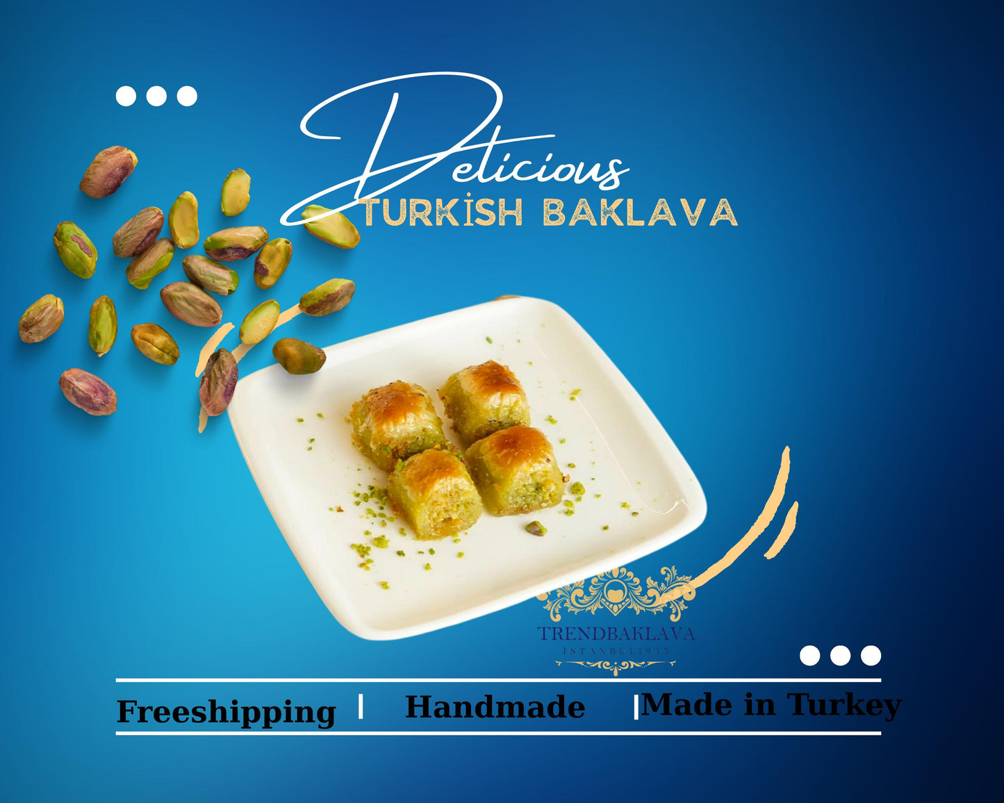 Turkish Mini Baklava With Pistachio, Personalized Gift Baklava, Baklava Free Shipping Tin Box, Homemade Baklava, Turkish Baklava Gift Box