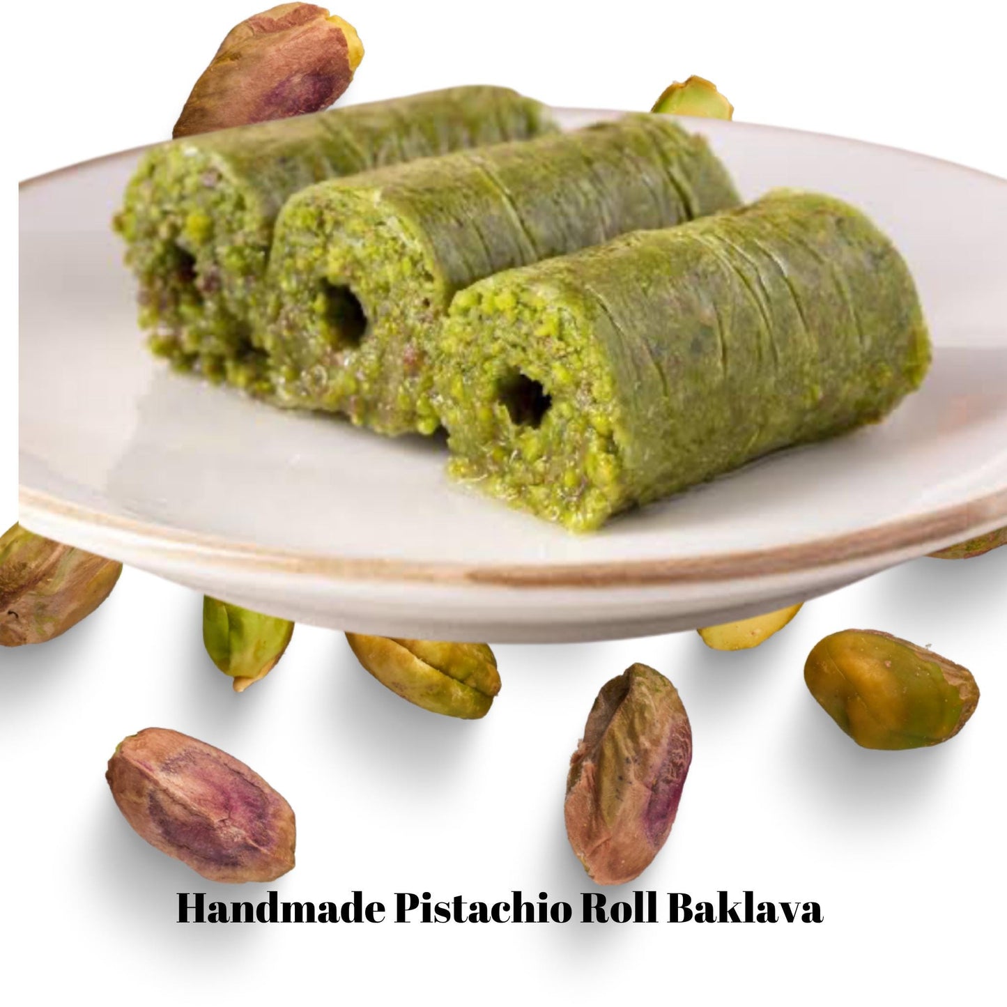 Turkish Baklava With Pistachio Tray, Pistachio Powder Roll Baklava, Wedding, Engagement Dessert For Guest, Handmade Baklava For Invitations