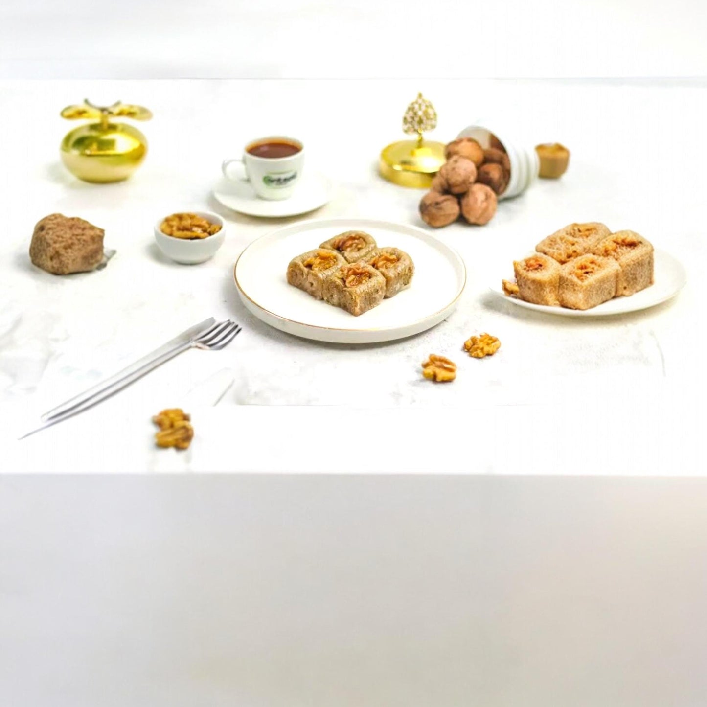 Baklava With Walnut, Turkish Baklava, Homemade Baklava, Traditional Baklava, Turkish Dessert, Natural Walnut Baklava, Baklava Gift Tin Box