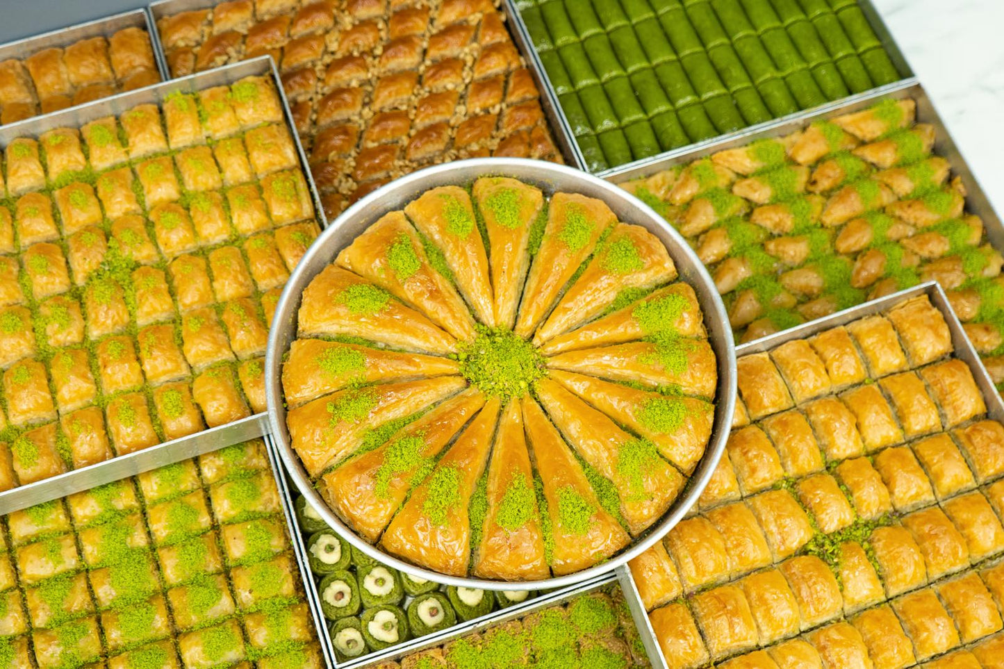 Baklava With Pistachio Gift Tin Box 1.1 Lb 12 Piece