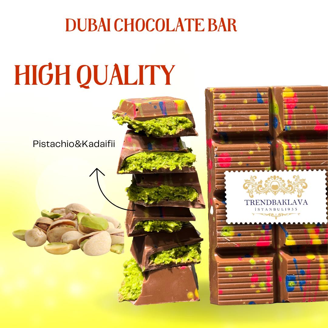 Dubai Chocolate Bar Pistachio,Kunafa Chocolate Bar,Chocolate Dubai Bar,Pistachio Cream Dubai,Chocolate Knafeh Chocolate Pistachio Bar,2X Bar