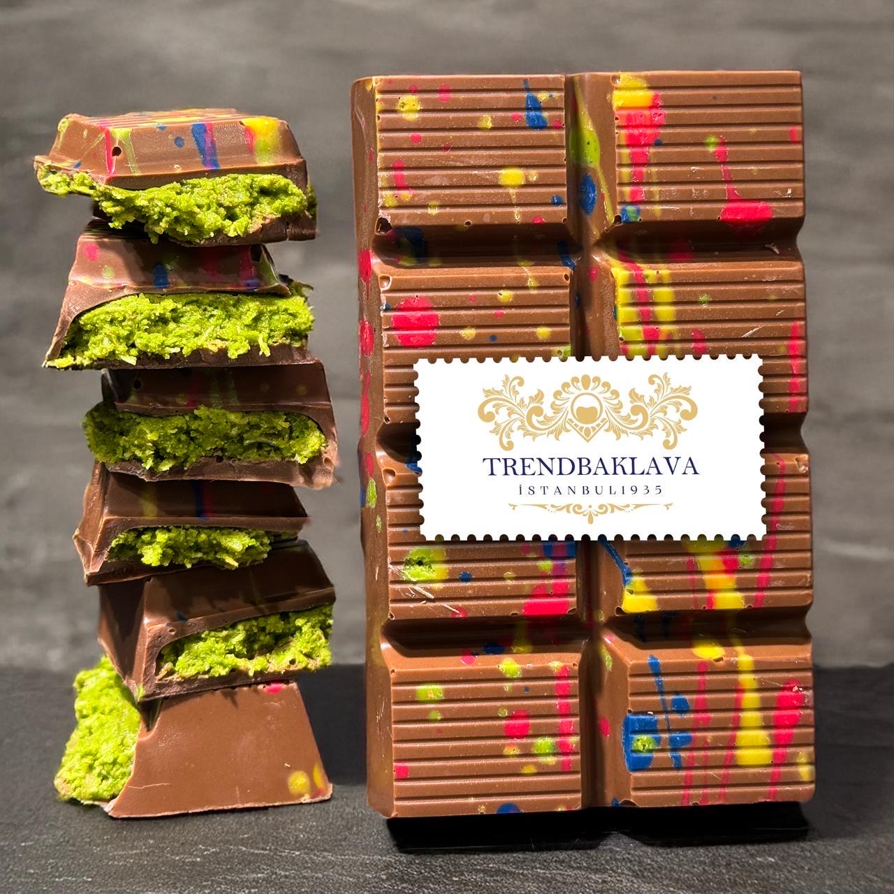 Dubai Chocolate Bar Pistachio,Kunafa Chocolate Bar,Chocolate Dubai Bar,Pistachio Cream Dubai,Chocolate Knafeh Chocolate Pistachio Bar,2X Bar