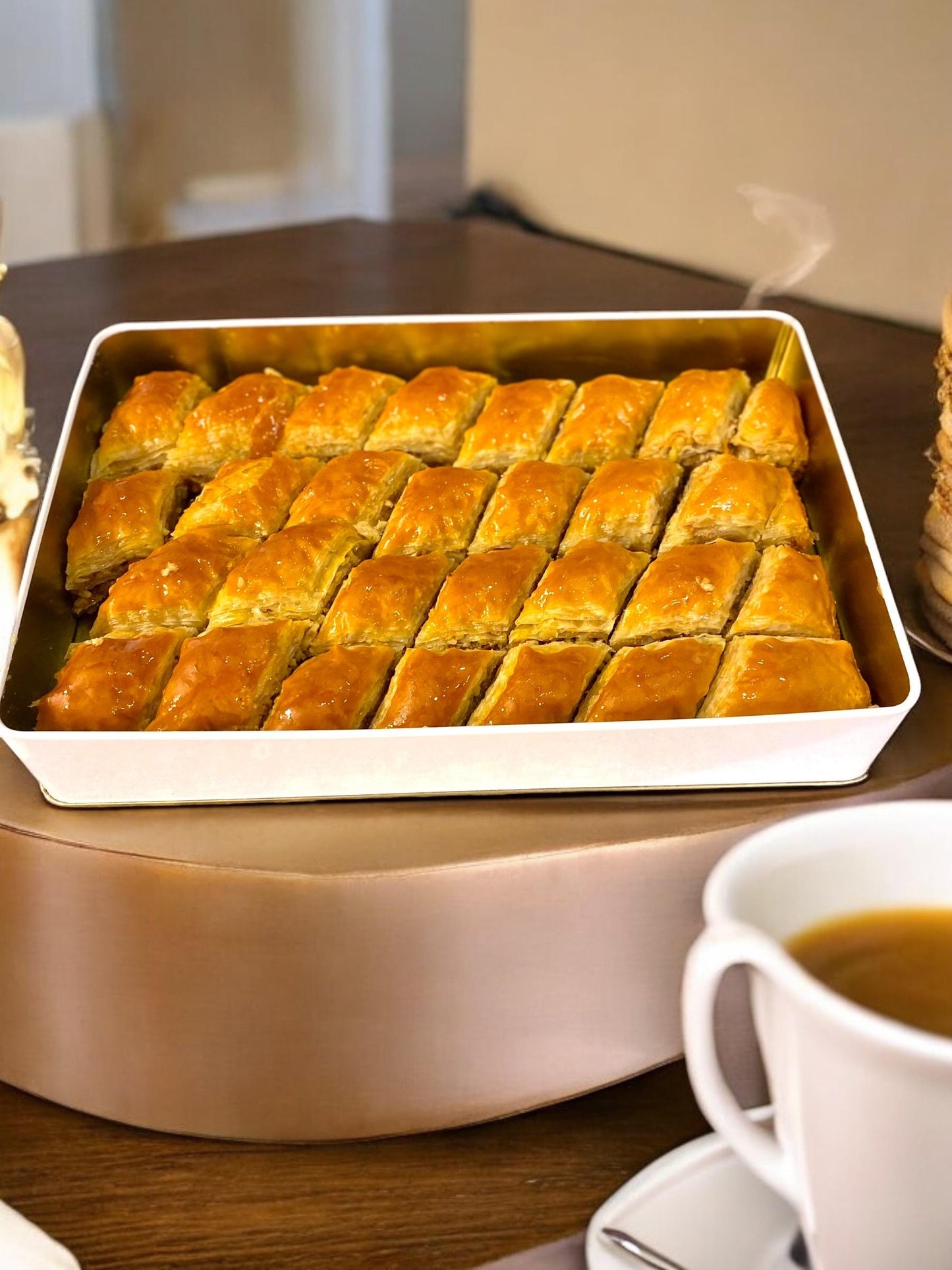 Homemade Turkish Baklava Walnut, Fresh Handmade Dessert, Baklava Tin Gift Box, Turkish Baklava With Crispy Fresh Walnuts, Turkish Dessert