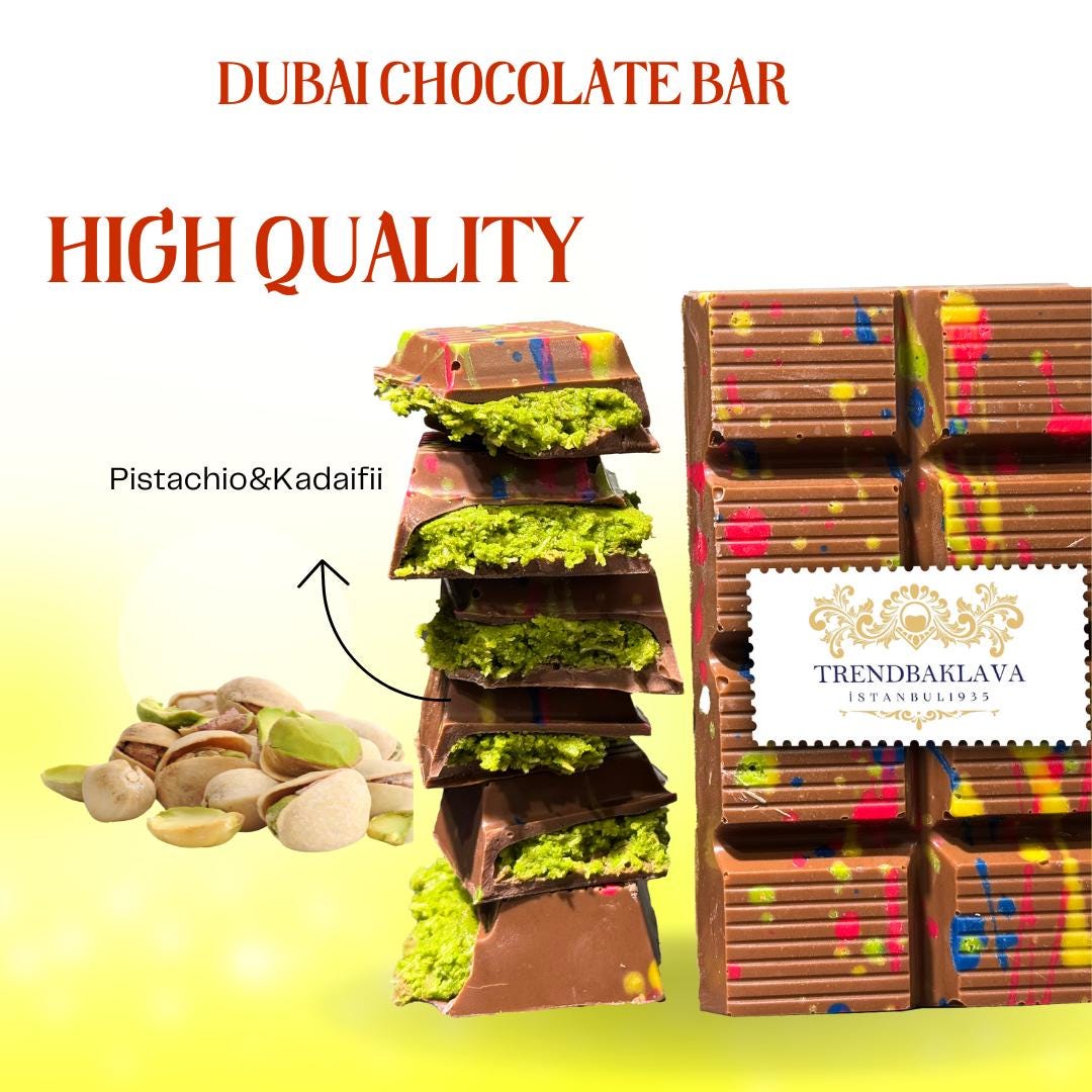 Dubai Chocolate Bar Pistachio,Kunafa Chocolate Bar,Chocolate Dubai Bar,Pistachio Cream Dubai,Chocolate Knafeh Chocolate Pistachio Bar,7 oz