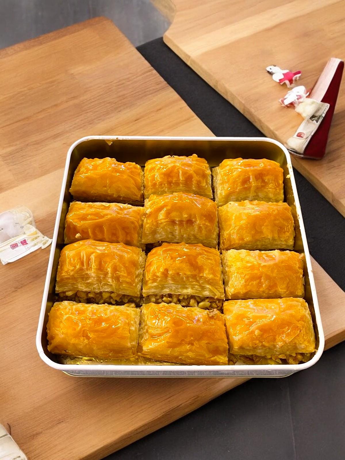 Trend Baklava Premium Walnut Baklava Tin Box, Handmade Turkish Dessert, Layered & Rich in Flavor, Authentic Middle Eastern Sweet Gift Box