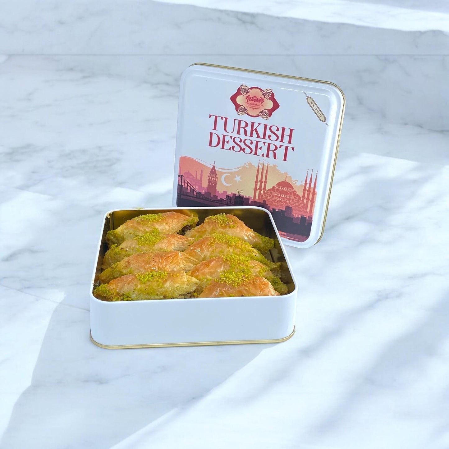 Baklava Pistachio Flavor Gift Box, Pistachio Baklava, Dessert Gift Box, Homemade Baklava, Baklava With Pistachio, Turkish Baklava Tin Box