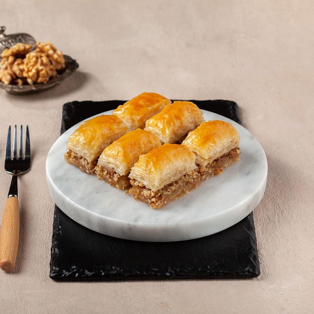 Trend Baklava Premium Walnut Baklava Tin Box, Handmade Turkish Dessert, Layered & Rich in Flavor, Authentic Middle Eastern Sweet Gift Box