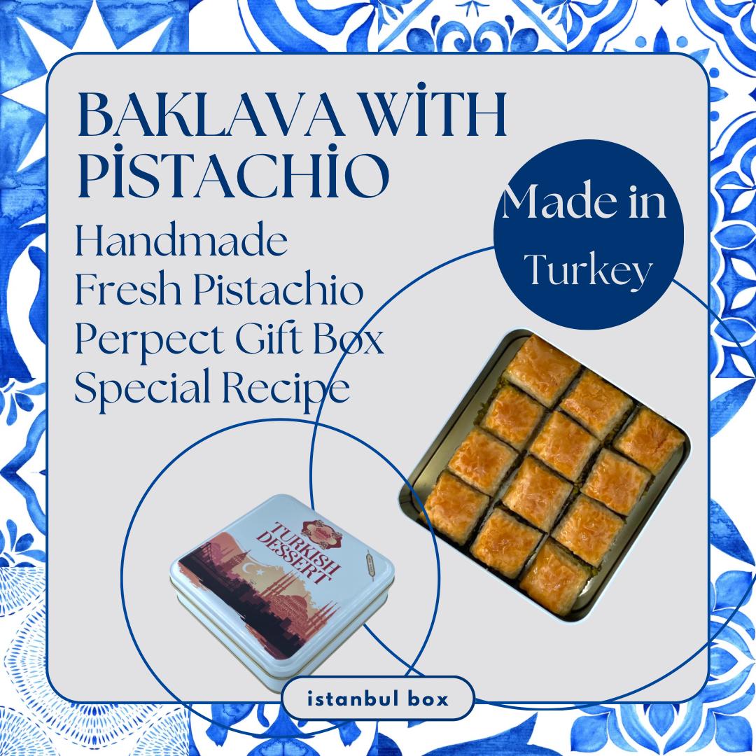 Turkish Pistachio Baklava Box, Unique Gift Idea Turkish Baklava Gift, Homemade Pistachio Baklava, Handmade Baklava Gift, Classic Baklava