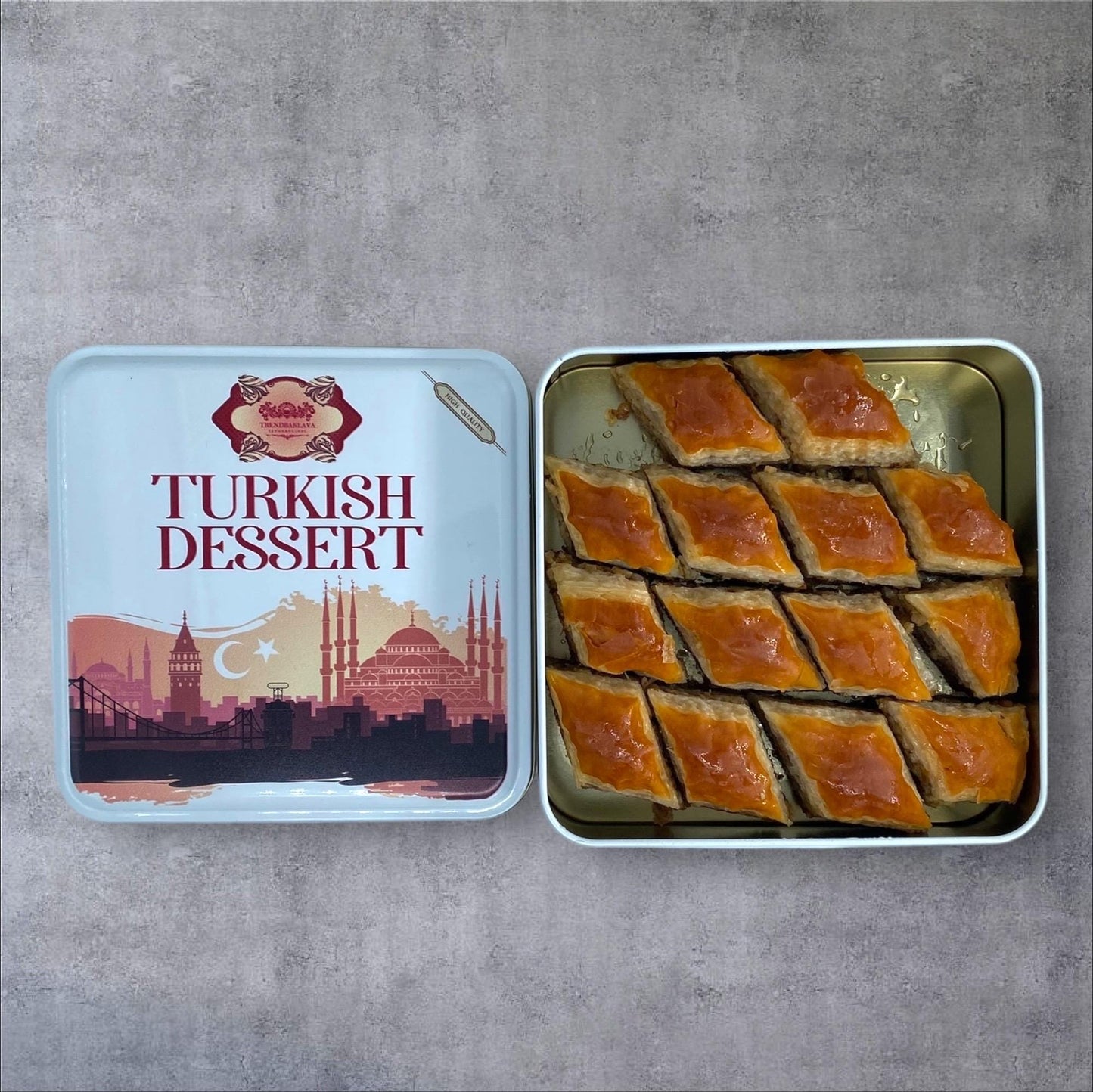 Homemade Turkish Baklava Walnut, Fresh Handmade Dessert, Baklava Tin Gift Box, Turkish Baklava With Crispy  Fresh Walnuts, Turkish Dessert