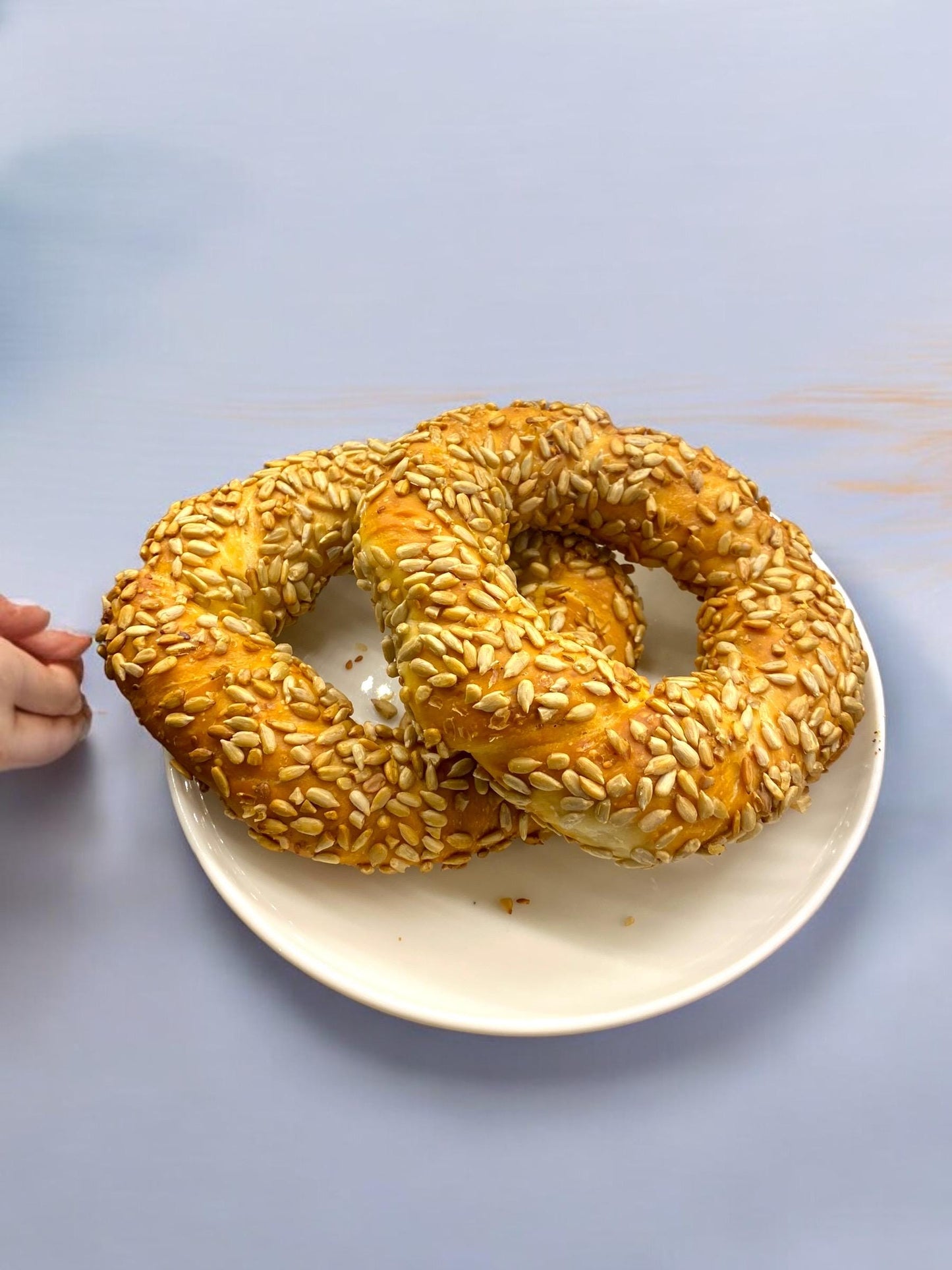 Handmade Sunflower Seed Bagels Freshly Baked Artisan Treats, Turkish Simit, Baked Goods, Plain Bagels