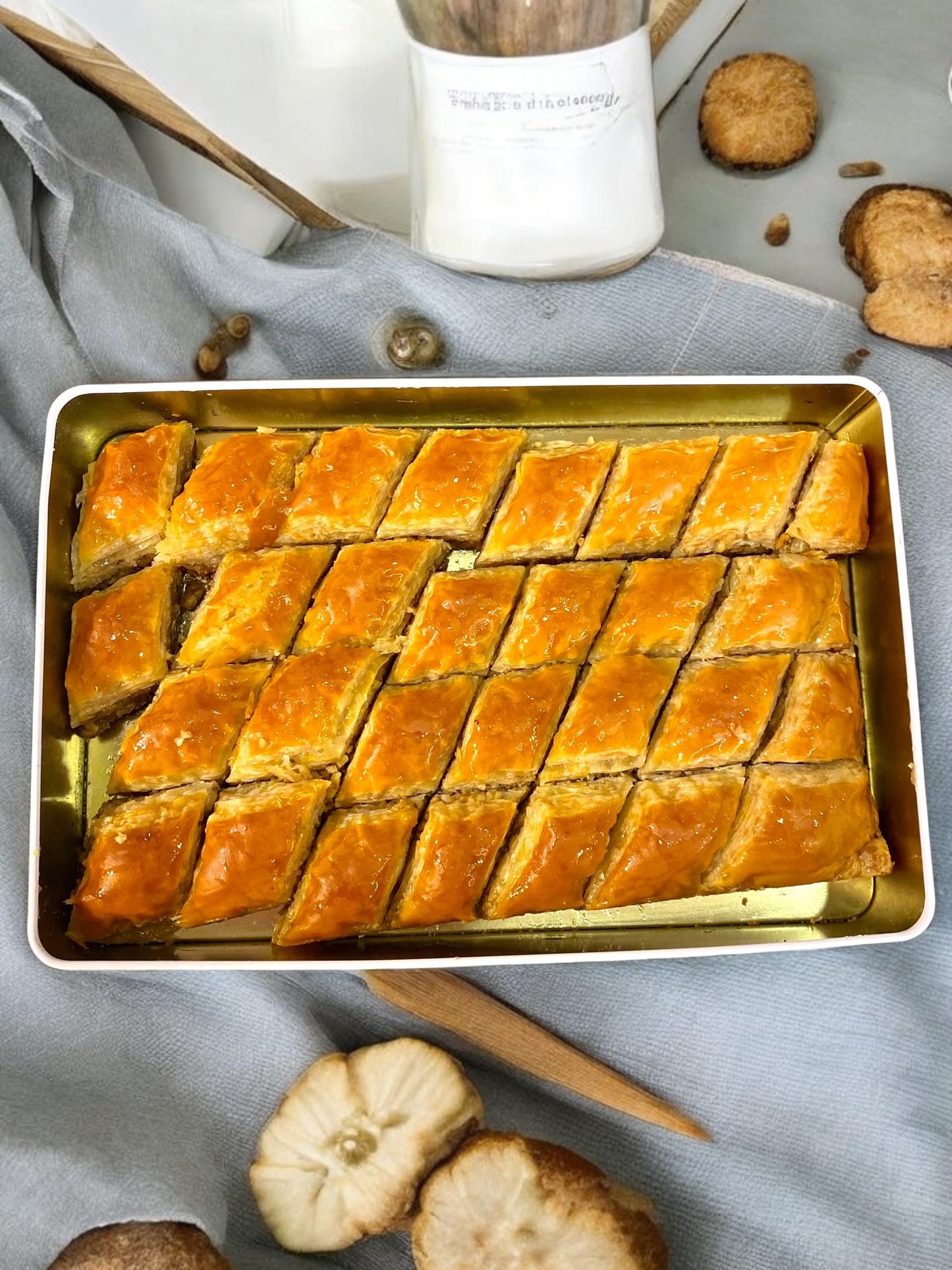 Homemade Turkish Baklava Walnut, Fresh Handmade Dessert, Baklava Tin Gift Box, Turkish Baklava With Crispy  Fresh Walnuts, Turkish Dessert