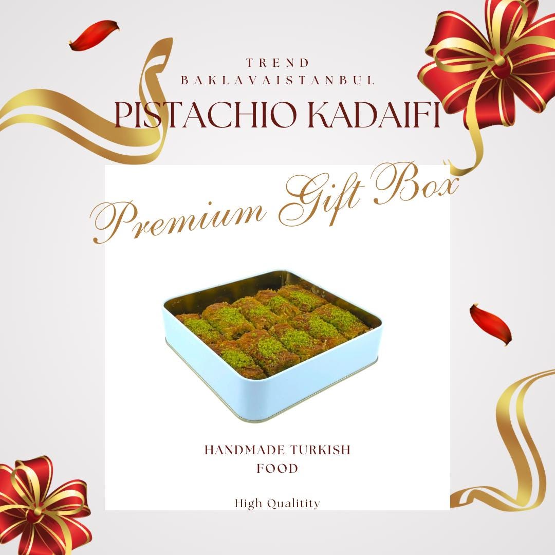Turkish Pistachio Knafah, Turkish Pistachio Kadayif, Handmade Pistachio Knafah, Food Theme Gift, Dessert Box, Turkish Mixed  Dessert Tin Box