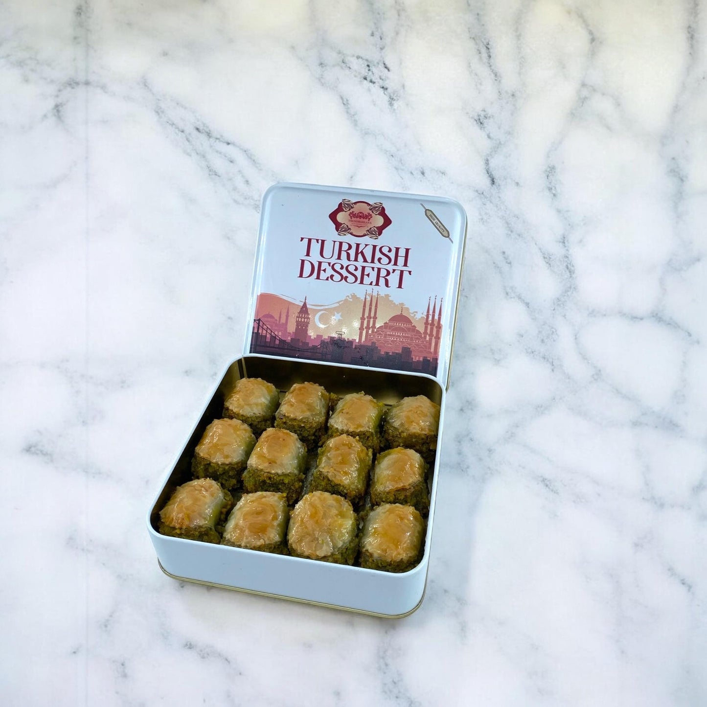 Handmade Baklava Gift Box, Perfect for Pistachio Lovers, Authentic Turkish Baklava With Pistachio Gift Tin Box, Rich Pistschio Baklava