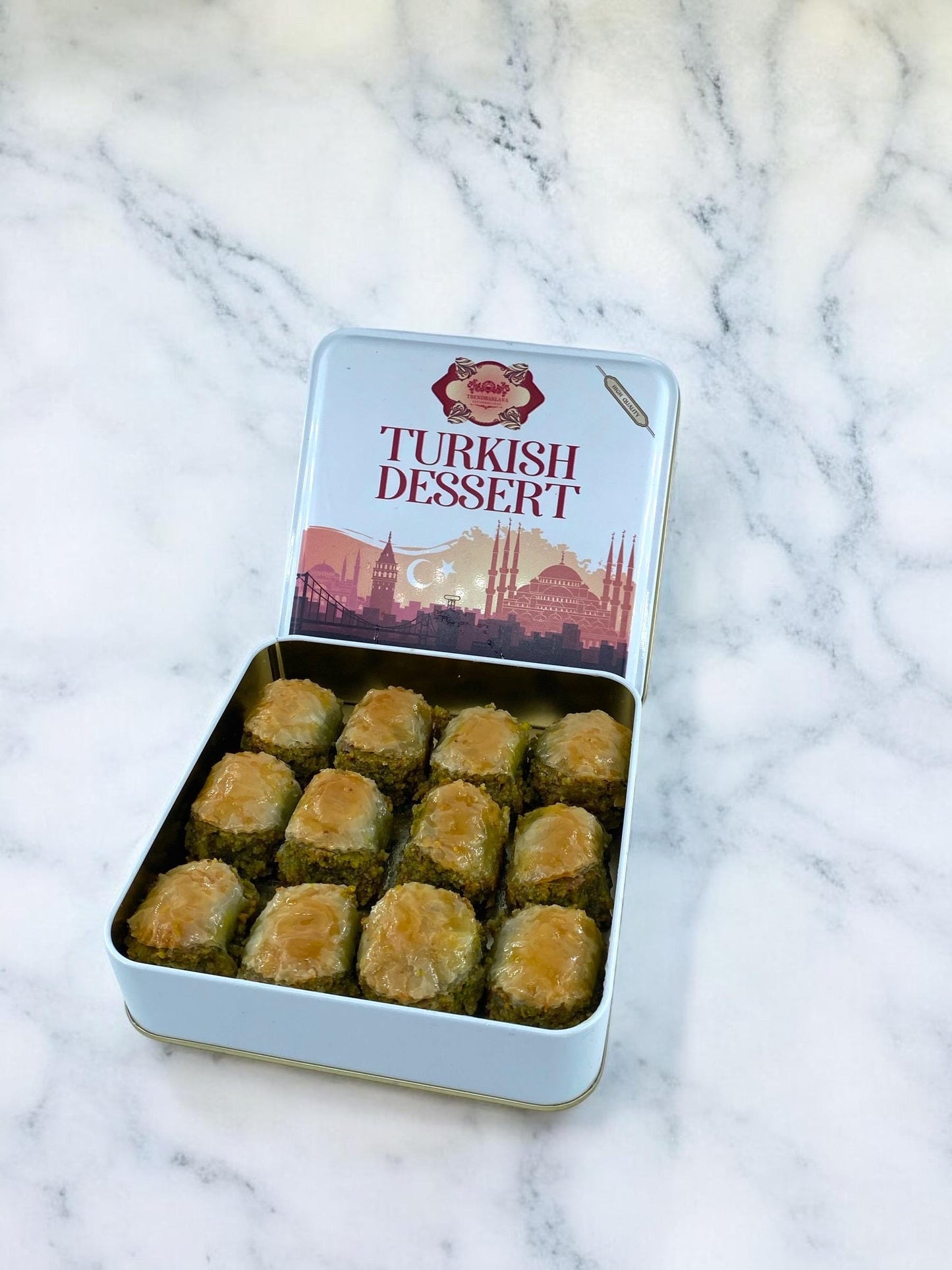 Handmade Baklava Gift Box, Perfect for Pistachio Lovers, Authentic Turkish Baklava With Pistachio Gift Tin Box, Rich Pistschio Baklava