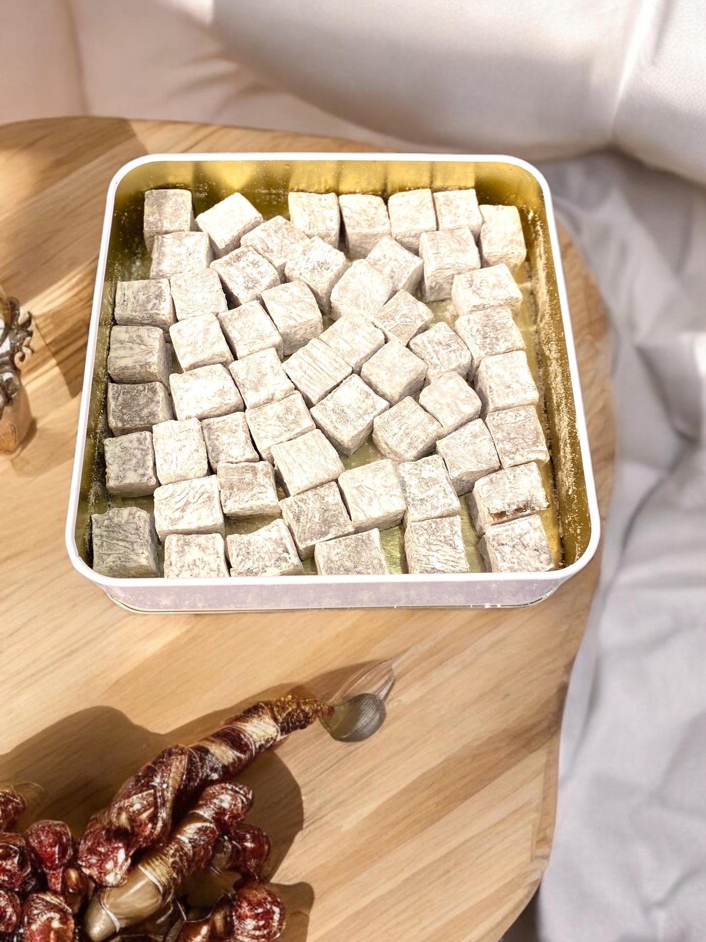 Turkish Delight With Caramel Candy Tin Box, Turkish Food, Freshly Sweets, Handmade Candy from istanbul/Turkey