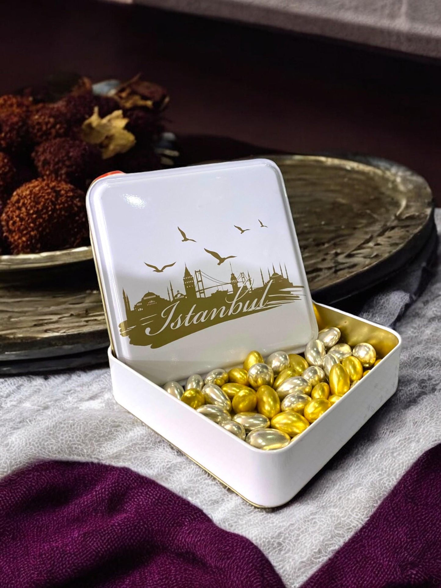 Jordan Almond Dragee Wedding Favor, Elegant Silver & Gold  Chocolate Covered Almonds, Fresh Delicious Almond Dragees, Easter Candy Gift Box