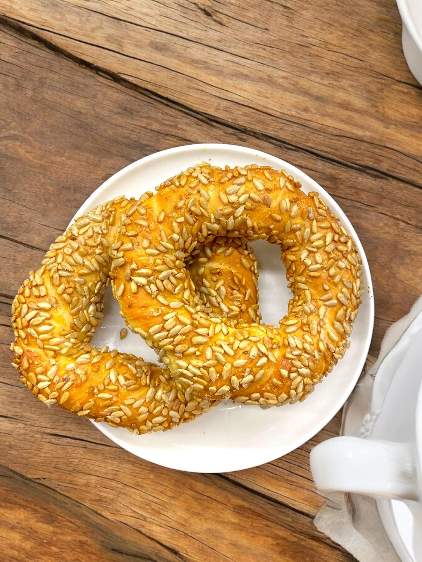 Handmade Sunflower Seed Bagels Freshly Baked Artisan Treats, Turkish Simit, Baked Goods, Plain Bagels
