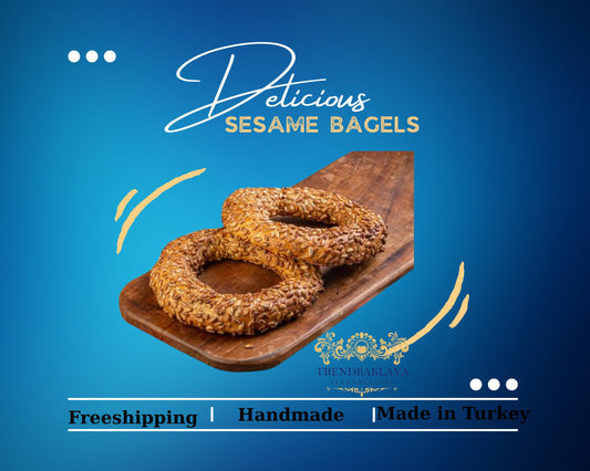 Handmade Sunflower Seed Bagels Freshly Baked Artisan Treats, Turkish Simit, Baked Goods, Plain Bagels