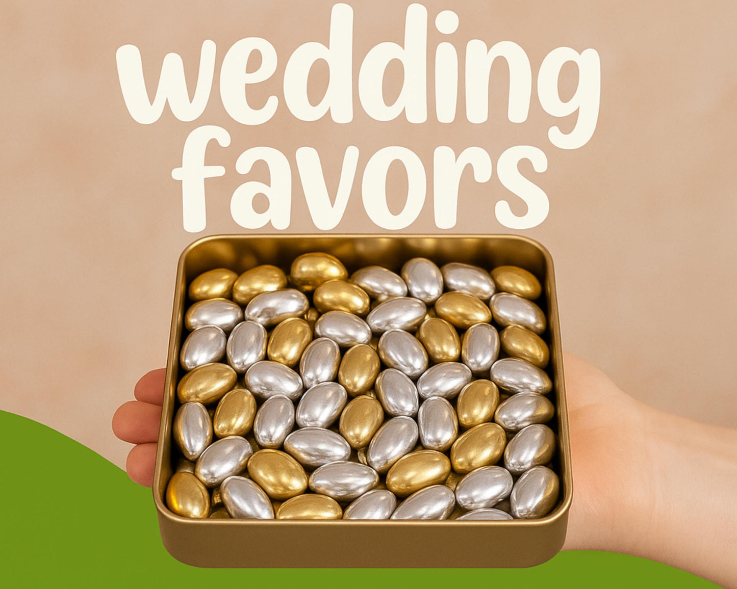 Jordan Almond Dragee Wedding Favor, Elegant Silver & Gold  Chocolate Covered Almonds, Fresh Delicious Almond Dragees, Easter Candy Gift Box