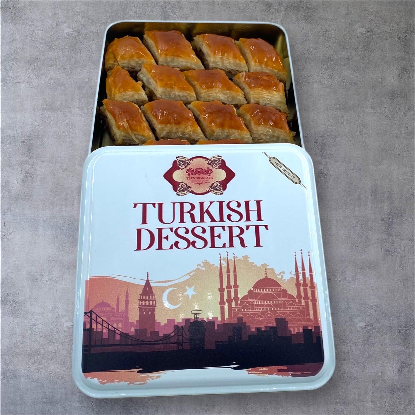 Homemade Turkish Baklava Walnut, Fresh Handmade Dessert, Baklava Tin Gift Box, Turkish Baklava With Crispy  Fresh Walnuts, Turkish Dessert
