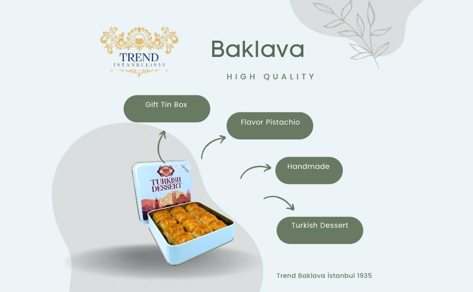 Turkish Pistachio Baklava Box, Unique Gift Idea Turkish Baklava Gift, Homemade Pistachio Baklava, Handmade Baklava Gift, Classic Baklava