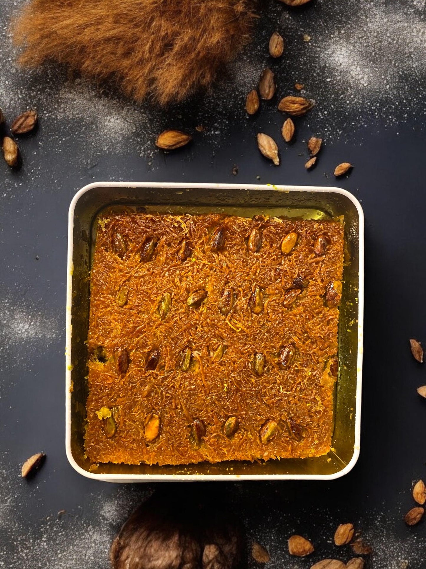 Pistachio Turkish Knafah Dessert Box, Food Theme Gifts, Handmade Kadaifi, Pistachio Baklava Gourmet Basket, Traditional Turkish Kadayif