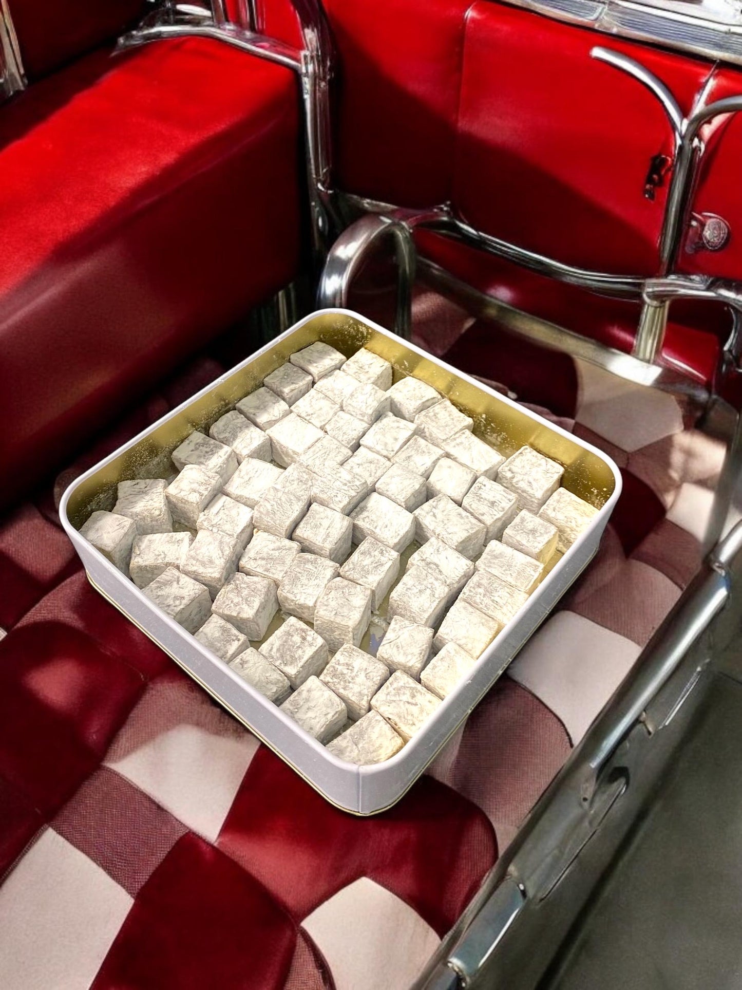 Turkish Delight With Caramel Candy Tin Box, Turkish Food, Freshly Sweets, Handmade Candy from istanbul/Turkey