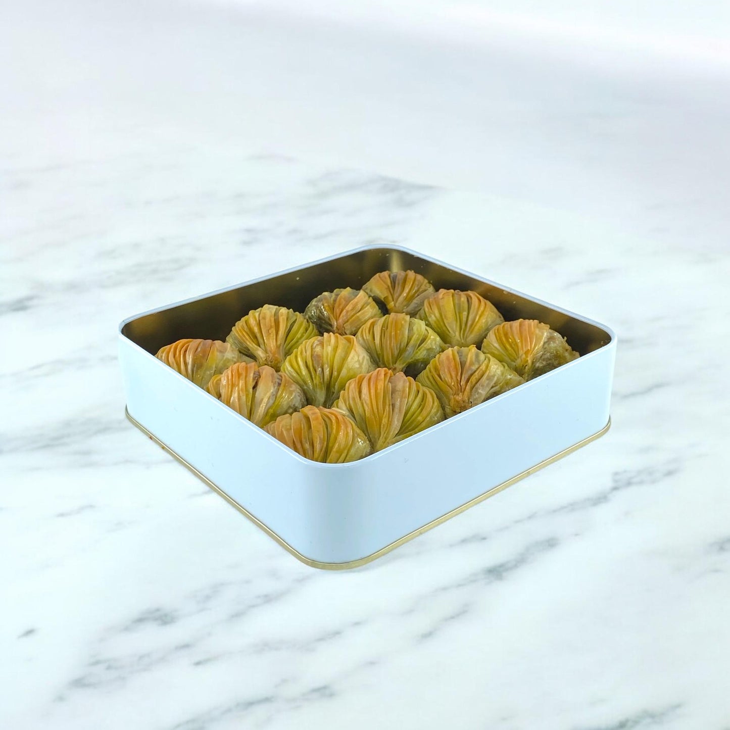 Turkish Baklava Pistachio Cream Gift Tin Box, Homemade Pistachio Baklava, Turkish Dessert, Handmade Baklava Box, Mediterranean Desserts