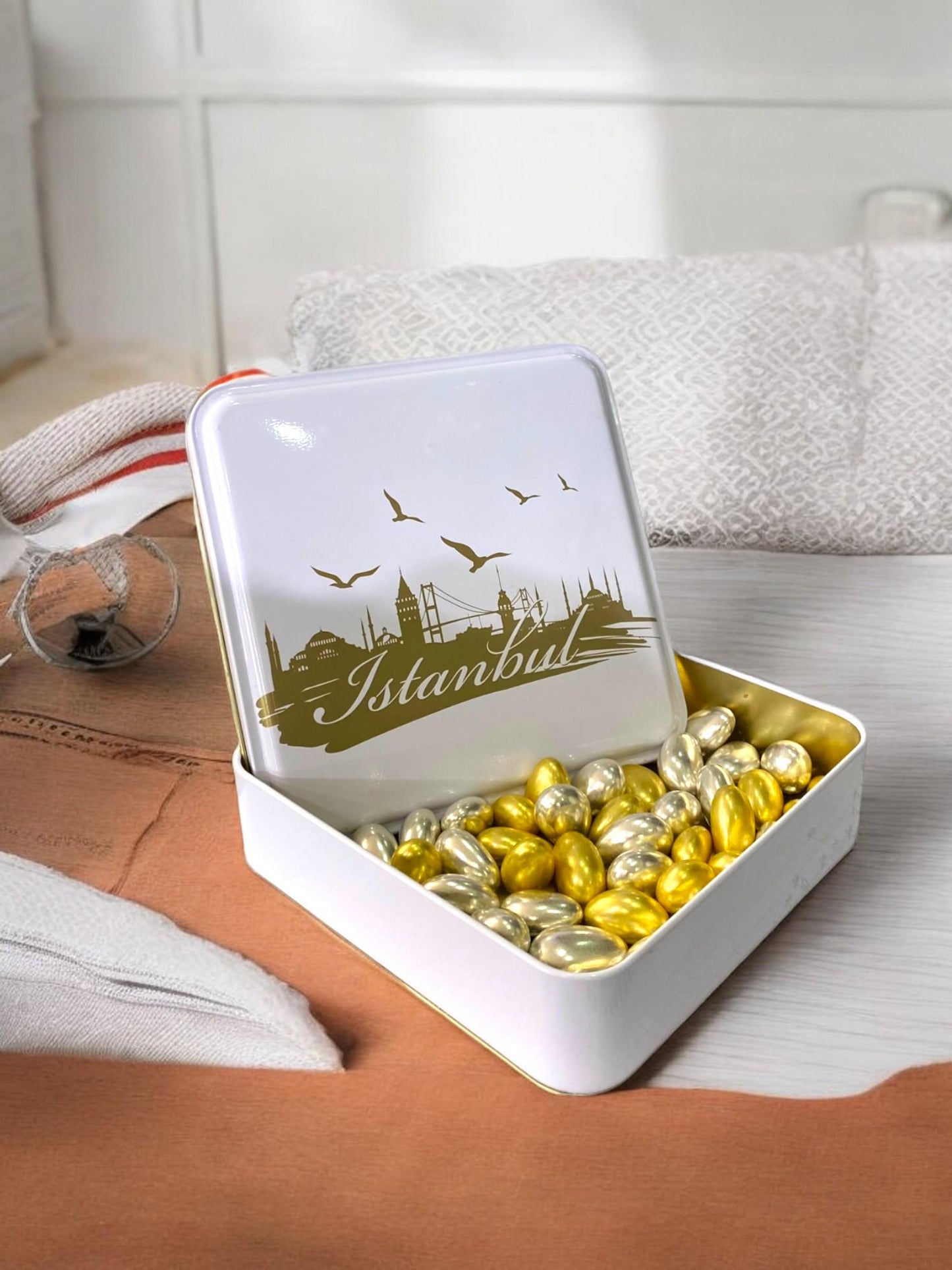 Jordan Almond Dragee Wedding Favor, Elegant Silver & Gold  Chocolate Covered Almonds, Fresh Delicious Almond Dragees, Easter Candy Gift Box