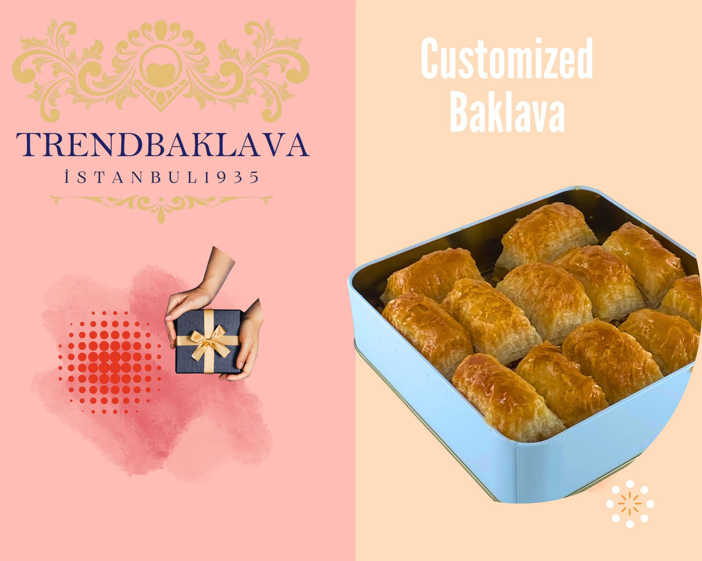 Assorted Baklava Gift Box, Walnut & Pistachio Baklava Tin Box, Customized Turkish Baklava, Handmade Autentic Dessert, Made in Turkey