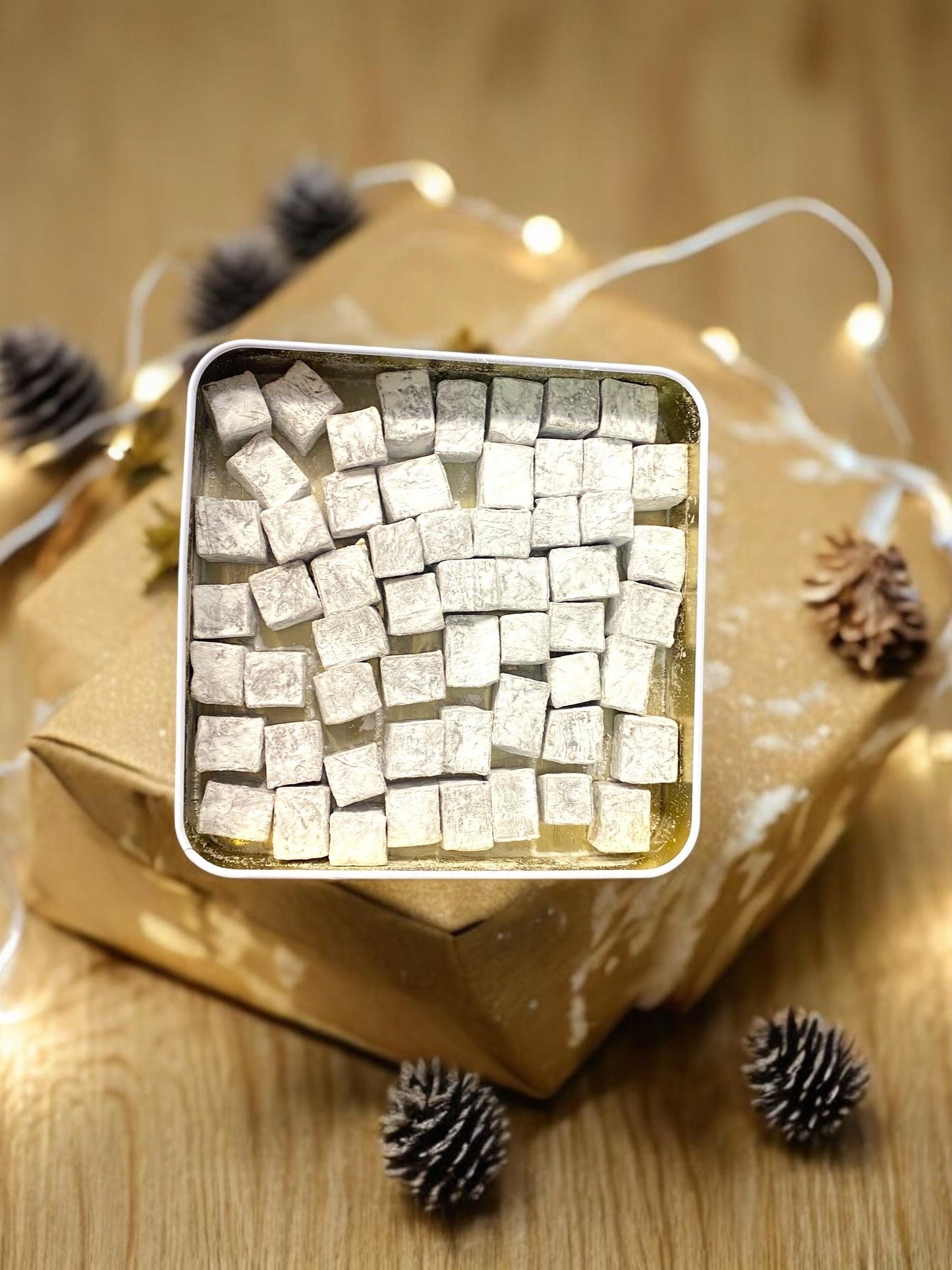 Turkish Delight With Caramel Candy Tin Box, Turkish Food, Freshly Sweets, Handmade Candy from istanbul/Turkey