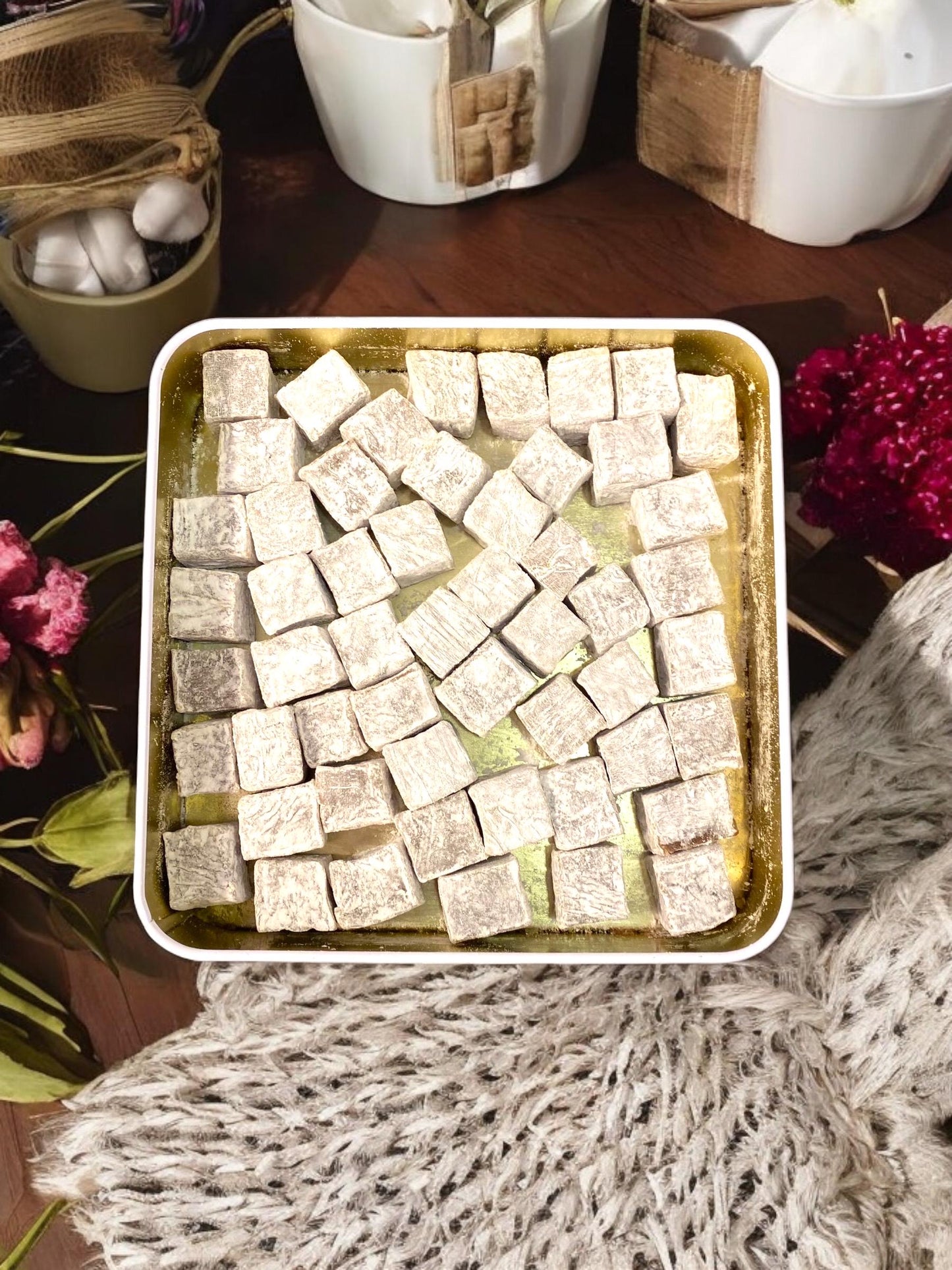 Turkish Delight With Caramel Candy Tin Box, Turkish Food, Freshly Sweets, Handmade Candy from istanbul/Turkey