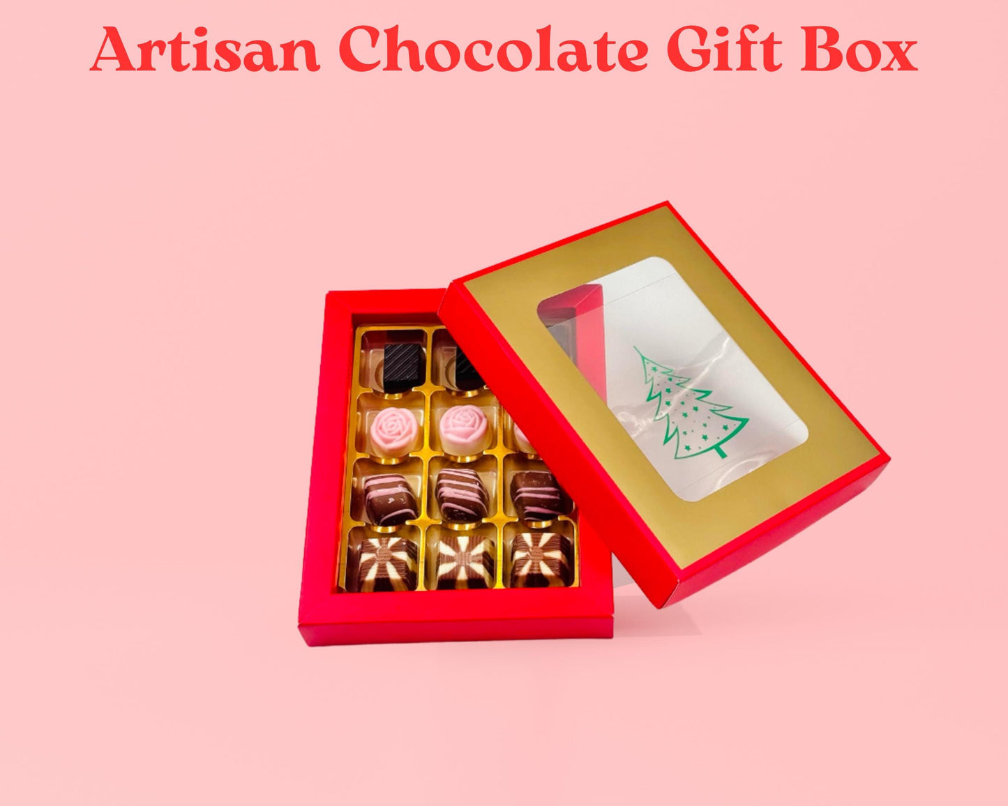 Artisan Chocolates Gift Red Box, Personalized Mother’s Day Chocolate GiftBirthday Chocolete Gift, Handmade Chocolate Trufless