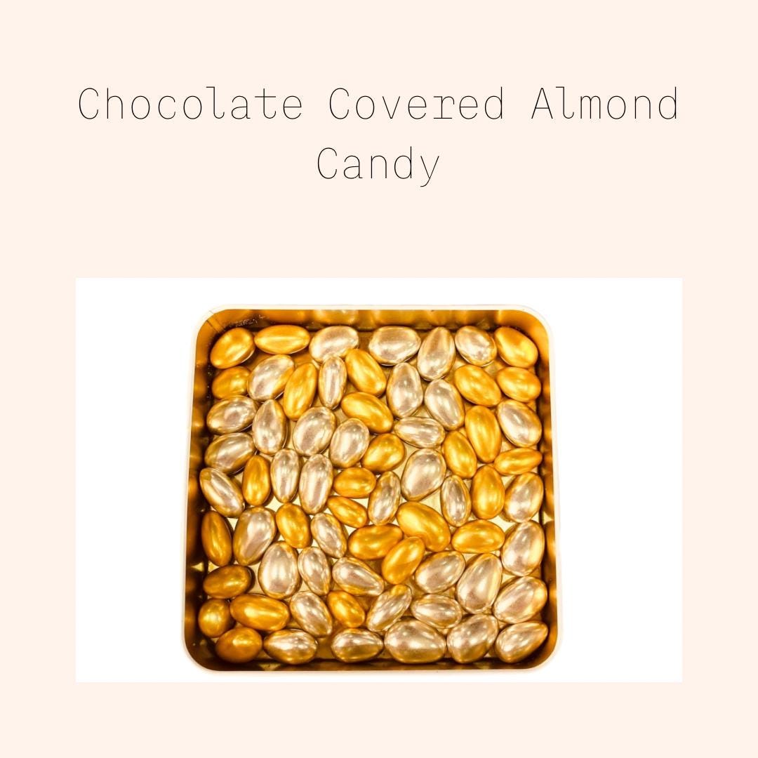 Jordan Almond Dragee Wedding Favor, Elegant Silver & Gold  Chocolate Covered Almonds, Fresh Delicious Almond Dragees, Easter Candy Gift Box
