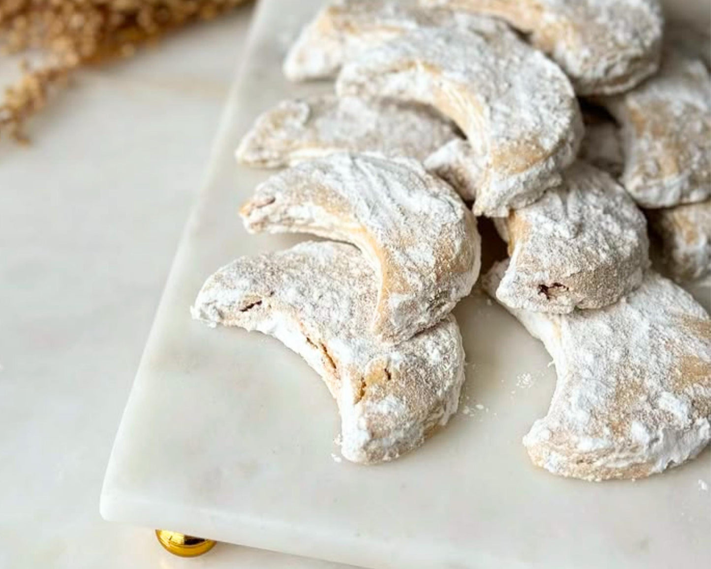 Turkish Almond Cookies, Crescent European Cookies, Food Theme Gifts, Handmade Turkish Food, Gourmet Almond Cookie Basket, Birthday Cookie