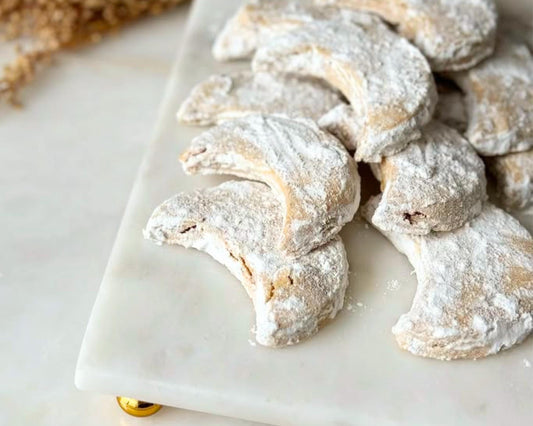 Turkish Almond Cookies, Crescent European Cookies, Food Theme Gifts, Handmade Turkish Food, Gourmet Almond Cookie Basket, Birthday Cookie