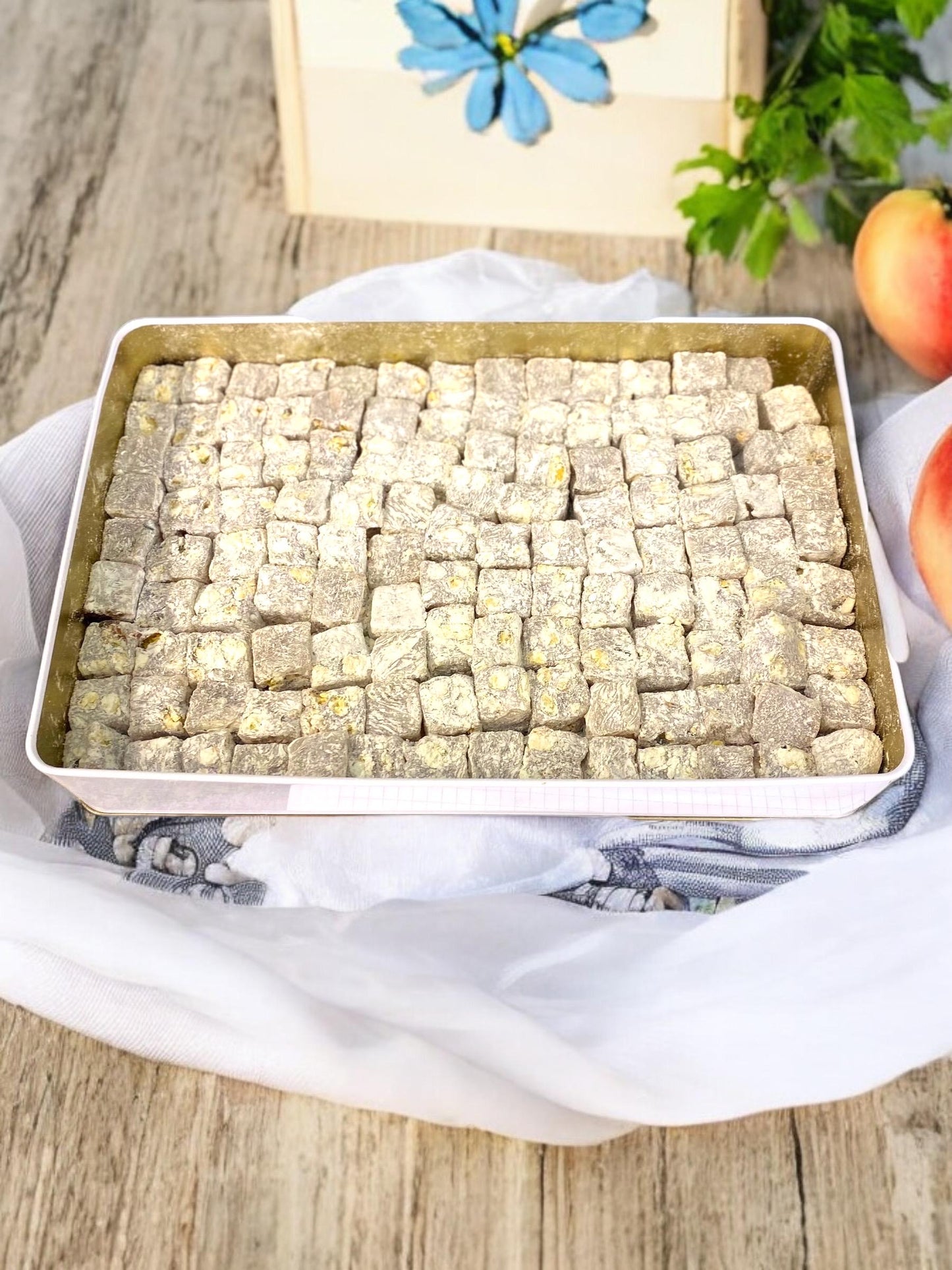 Turkish Delight Pistachio Flavors, Turkish Soft Candy Box, Turkish Delight Gift Tin Box, Double Pistachio Turkish Delight, Turkish Mini Food