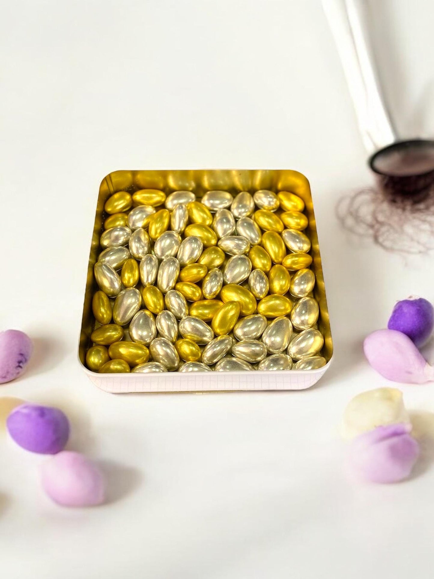 Jordan Almond Dragee Wedding Favor, Elegant Silver & Gold  Chocolate Covered Almonds, Fresh Delicious Almond Dragees, Easter Candy Gift Box