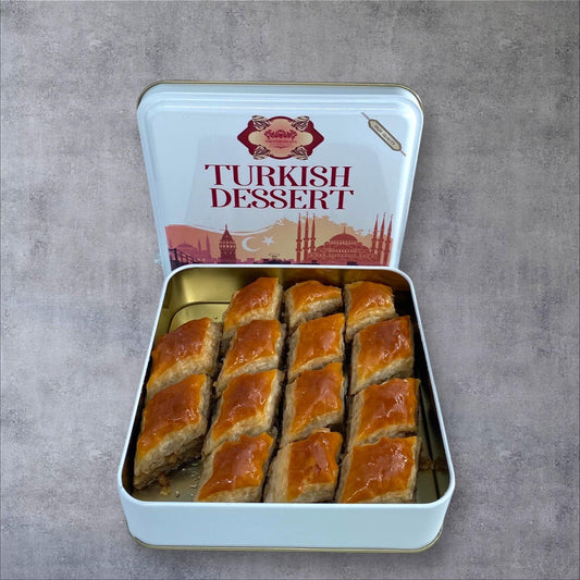 Homemade Turkish Baklava Walnut, Fresh Handmade Dessert, Baklava Tin Gift Box, Turkish Baklava With Crispy  Fresh Walnuts, Turkish Dessert