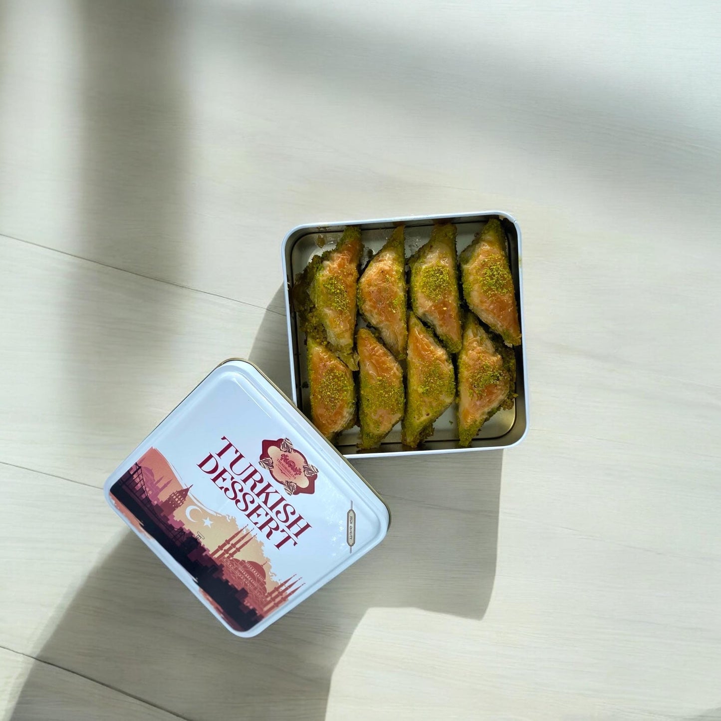 Baklava Pistachio Flavor Gift Box, Pistachio Baklava, Dessert Gift Box, Homemade Baklava, Baklava With Pistachio, Turkish Baklava Tin Box