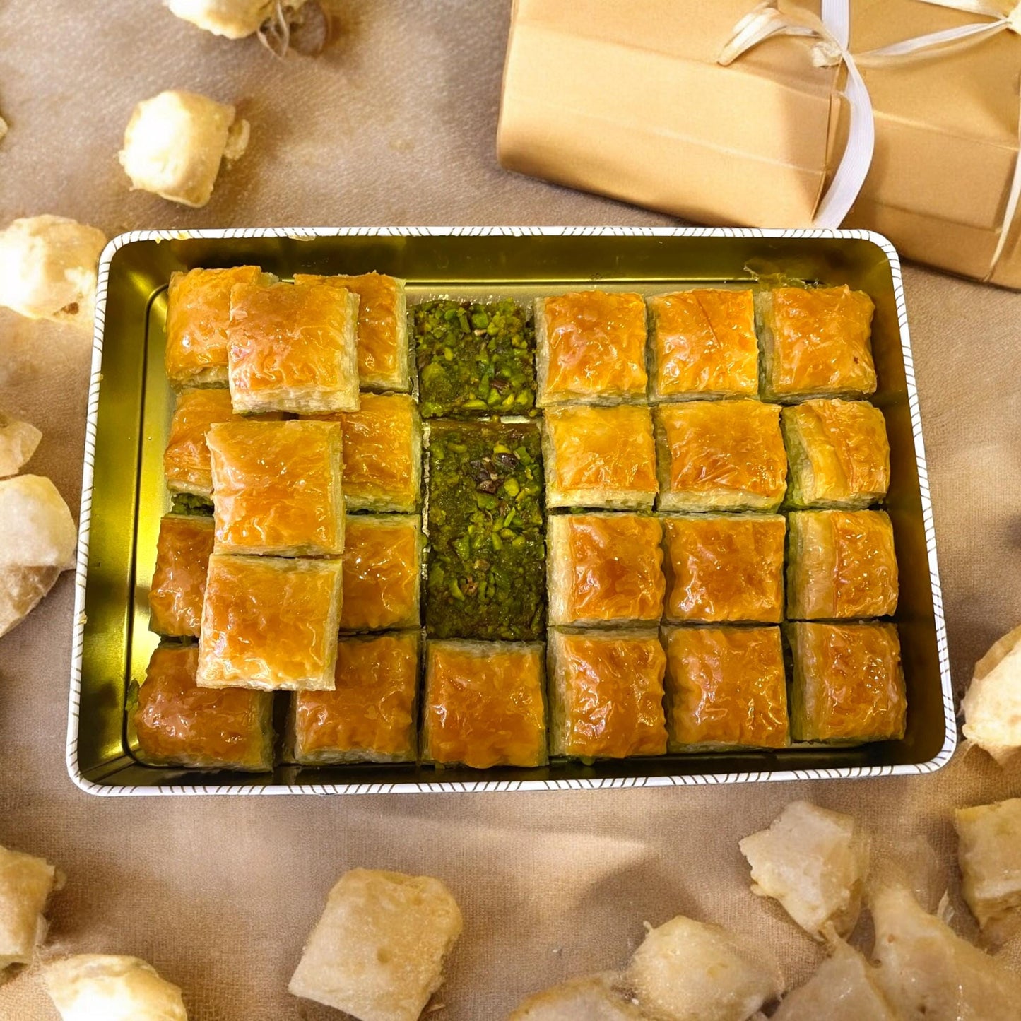 Turkish Baklava for Gift Box, Baklava With Pistachio, Handmade Freshly Baklava, Mediterranean Baklava Pastry, Pistachio Baklava