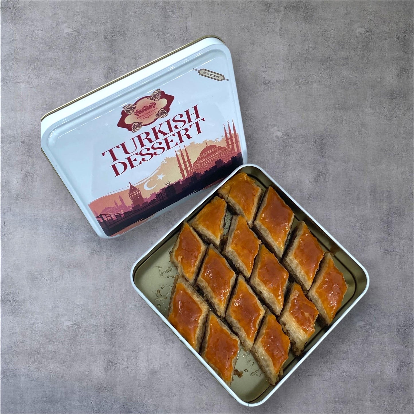 Homemade Turkish Baklava Walnut, Fresh Handmade Dessert, Baklava Tin Gift Box, Turkish Baklava With Crispy  Fresh Walnuts, Turkish Dessert