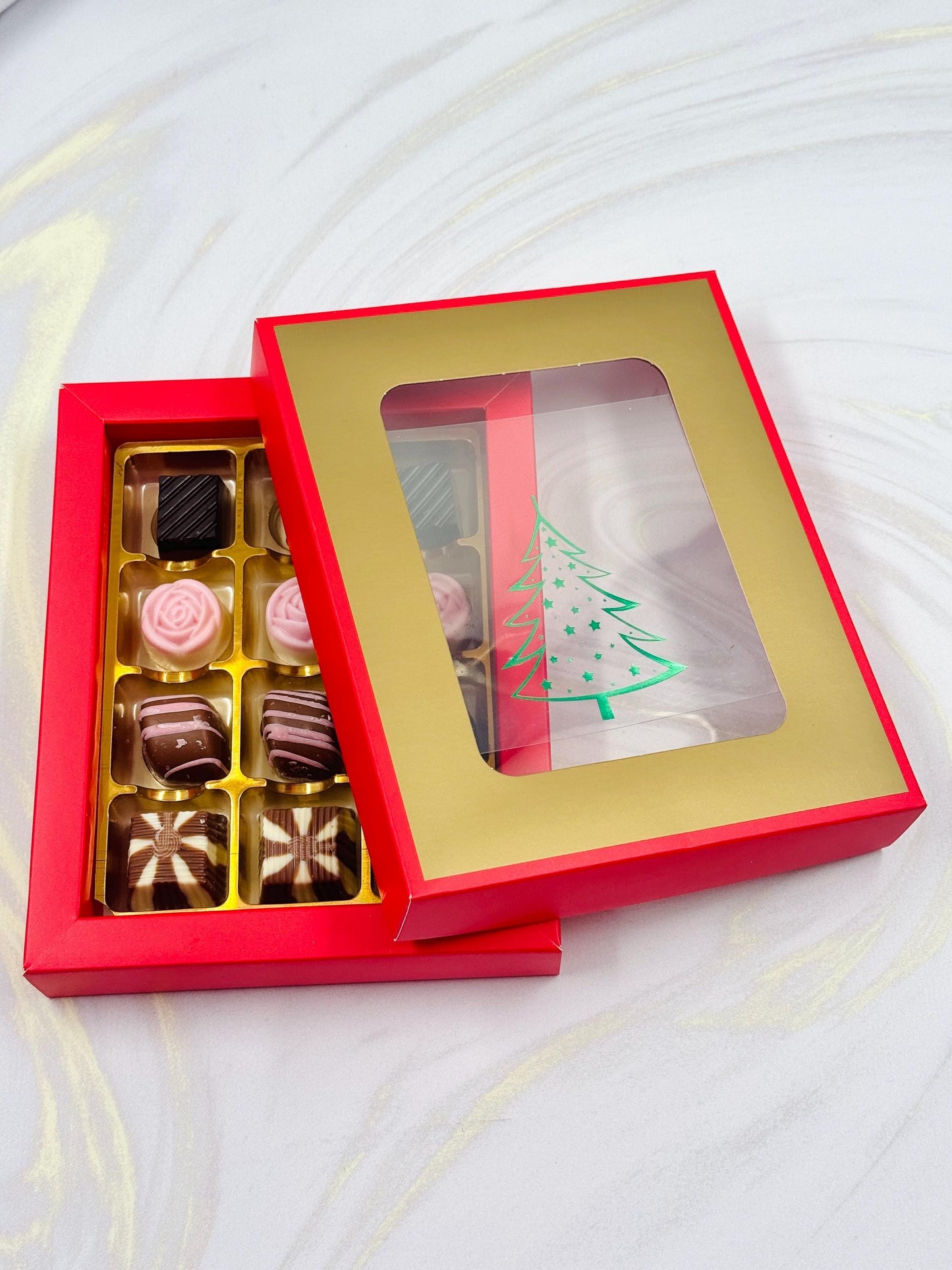 Artisan Chocolates Gift Red Box, Personalized Mother’s Day Chocolate GiftBirthday Chocolete Gift, Handmade Chocolate Trufless