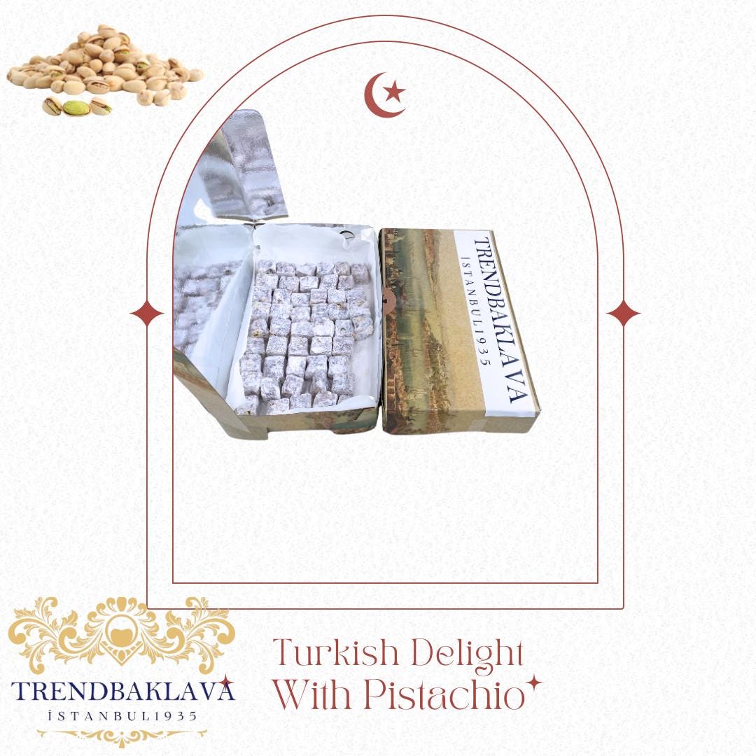Turkish Delight With Pistachio Flavor, 48 Pieces Pistacio Soft Candy Box, Turkish Delight Gift Box, Mother’s Day Candy Gift, Turkish Food