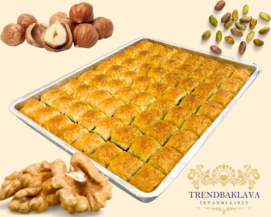 Turkish Baklava With Pistachio Tray, Engagement Favors, Wedding Dessert, Handmade Baklava Tray, Pistachio Baklava Tray, Walnut Baklava Tray