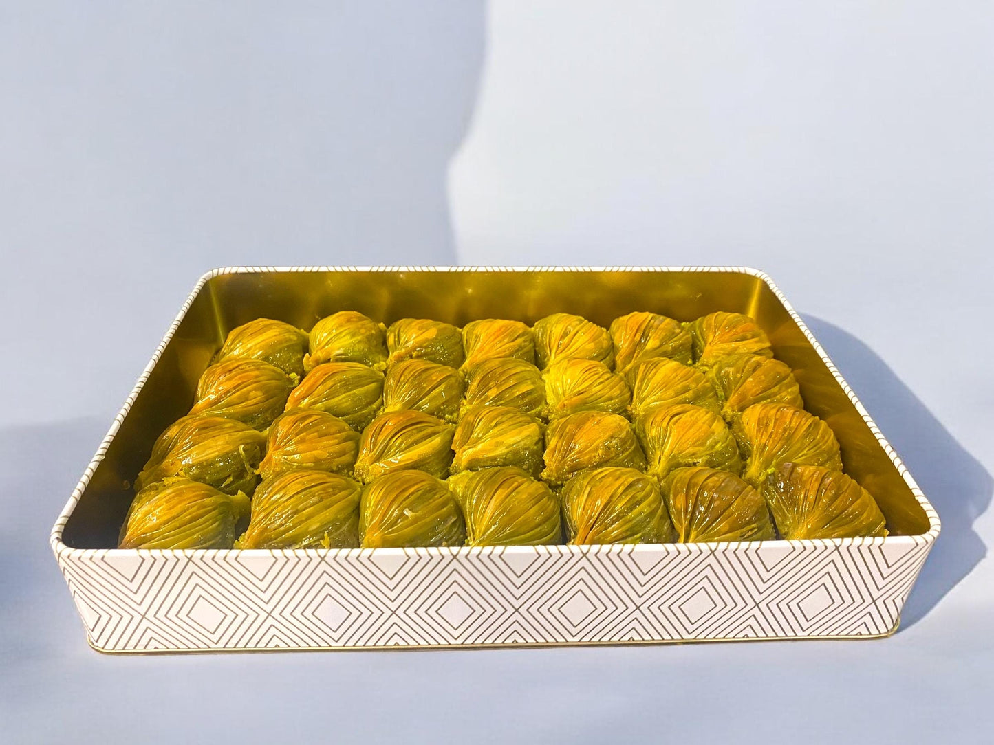 Turkish Baklava Pistachio Cream Gift Tin Box, Homemade Pistachio Baklava, Turkish Dessert, Handmade Baklava Box, Mediterranean Desserts