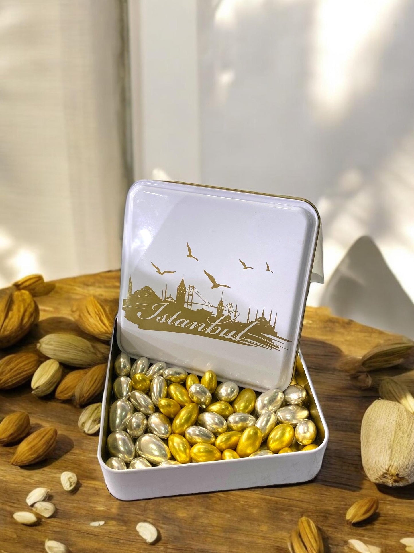 Jordan Almond Dragee Wedding Favor, Elegant Silver & Gold  Chocolate Covered Almonds, Fresh Delicious Almond Dragees, Easter Candy Gift Box